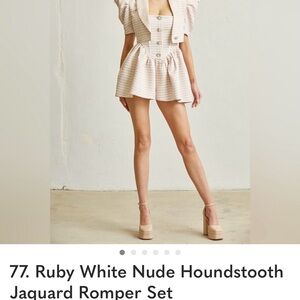 Ruby White Nude Houndstooth Romper Set